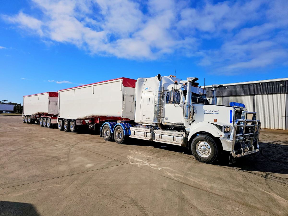 Nevens Kenworth hooked up to a road train